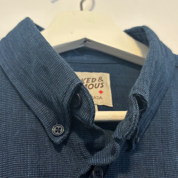 Naked & Famous Indigo Tie Dye Basketweave Long Sleeve Shirt - Small - Picture 7 of 12